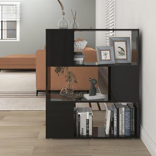 Bogreol/rumdeler 80x24x94 cm konstrueret træ sort højglans