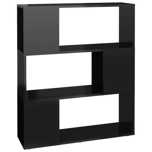 Bogreol/rumdeler 80x24x94 cm konstrueret træ sort højglans