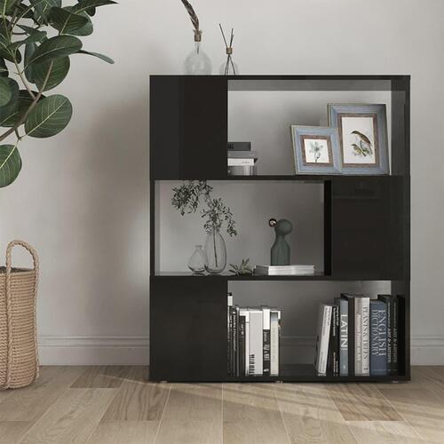 Bogreol/rumdeler 80x24x94 cm konstrueret træ sort højglans