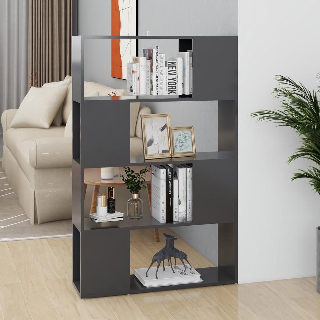 Bogskab/rumdeler 80x24x124,5 cm konstrueret træ grå