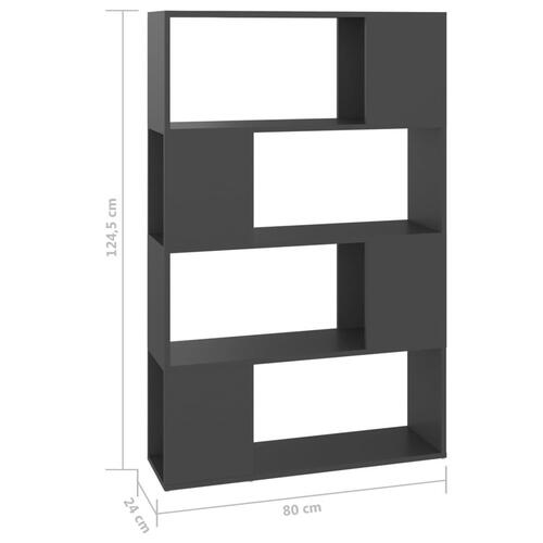 Bogskab/rumdeler 80x24x124,5 cm konstrueret træ grå