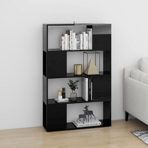 Bogskab/rumdeler 80x24x124,5 cm konstrueret træ sort højglans