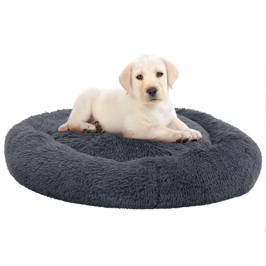 Vaskbar hunde- og kattepude 70x70x15 cm plys mørkegrå