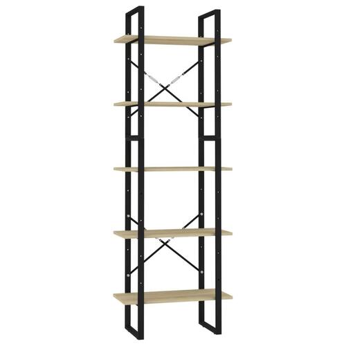 Bogreol med 5 hylder 60x30x175 cm konstrueret træ sonoma-eg