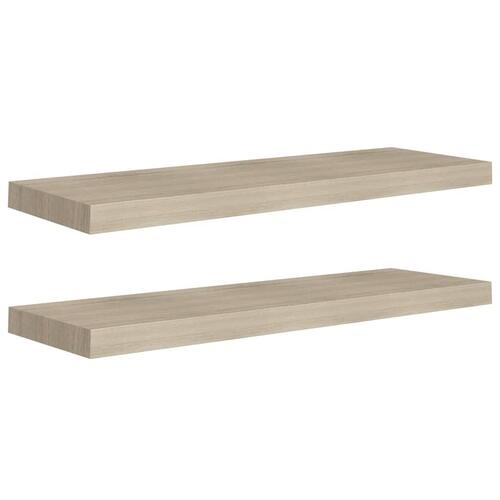 Væghylder 2 stk. 80x23,5x3,8 cm MDF egetræsfarve