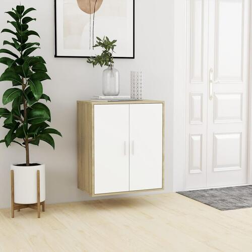 Skoreol 60x35x70 cm spånplade hvid og sonoma-eg