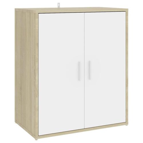 Skoreol 60x35x70 cm spånplade hvid og sonoma-eg