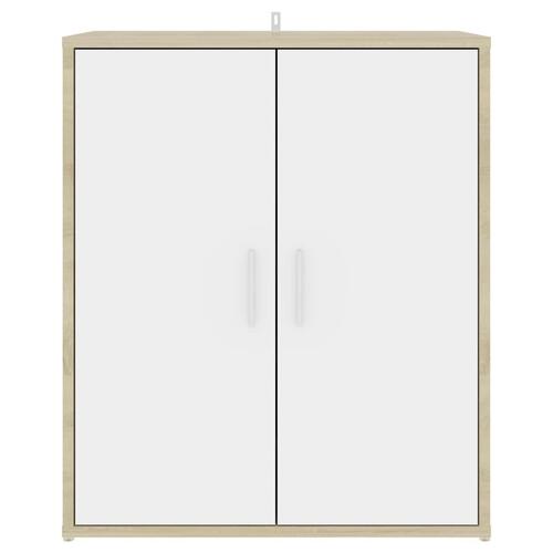 Skoreol 60x35x70 cm spånplade hvid og sonoma-eg