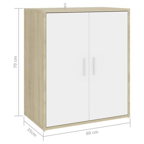 Skoreol 60x35x70 cm spånplade hvid og sonoma-eg