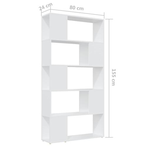 Bogreol/rumdeler 80x24x155 cm spånplade hvid