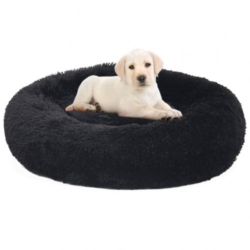 Vaskbar hunde- og kattepude 90x90x16 cm plys sort