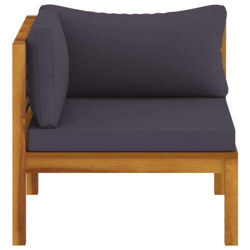 Sofasæt 2 dele med mørkegrå hynder massivt akacietræ