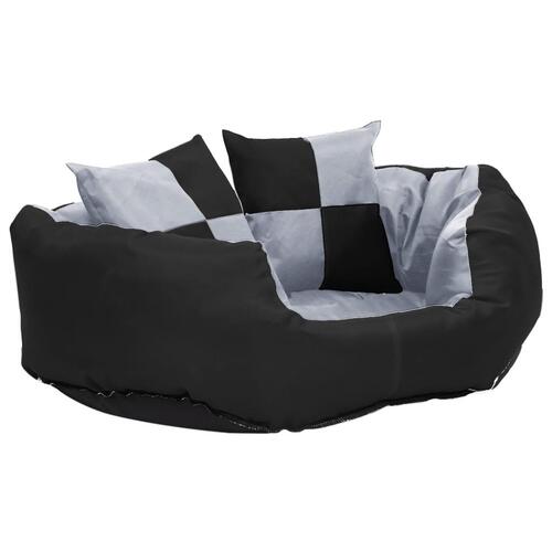 Hundepude 65x50x20 cm vendbar og vaskbar grå og sort