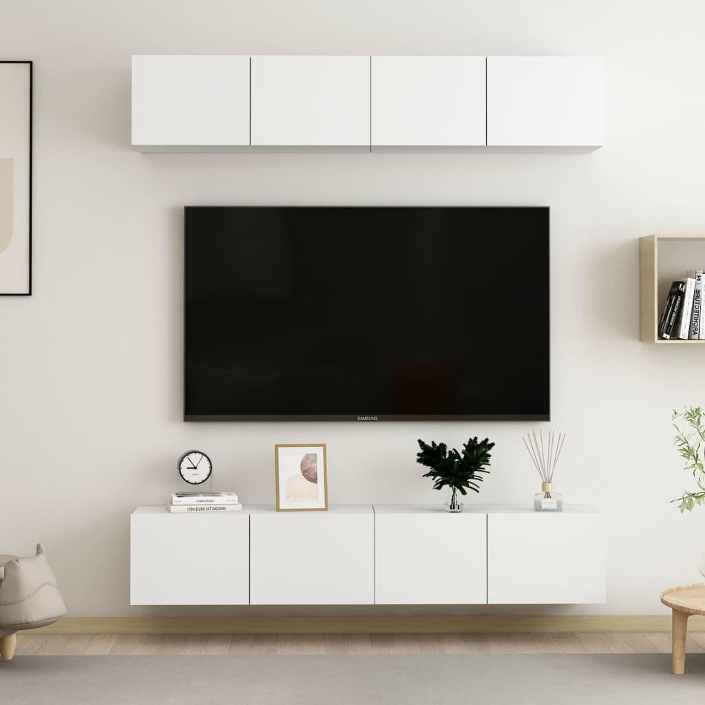Tv-skabe 4 stk. 80x30x30 cm konstrueret træ hvid
