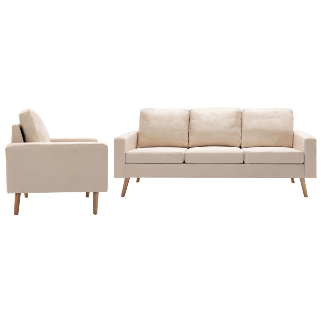 2 personers sofa stof cremefarvet