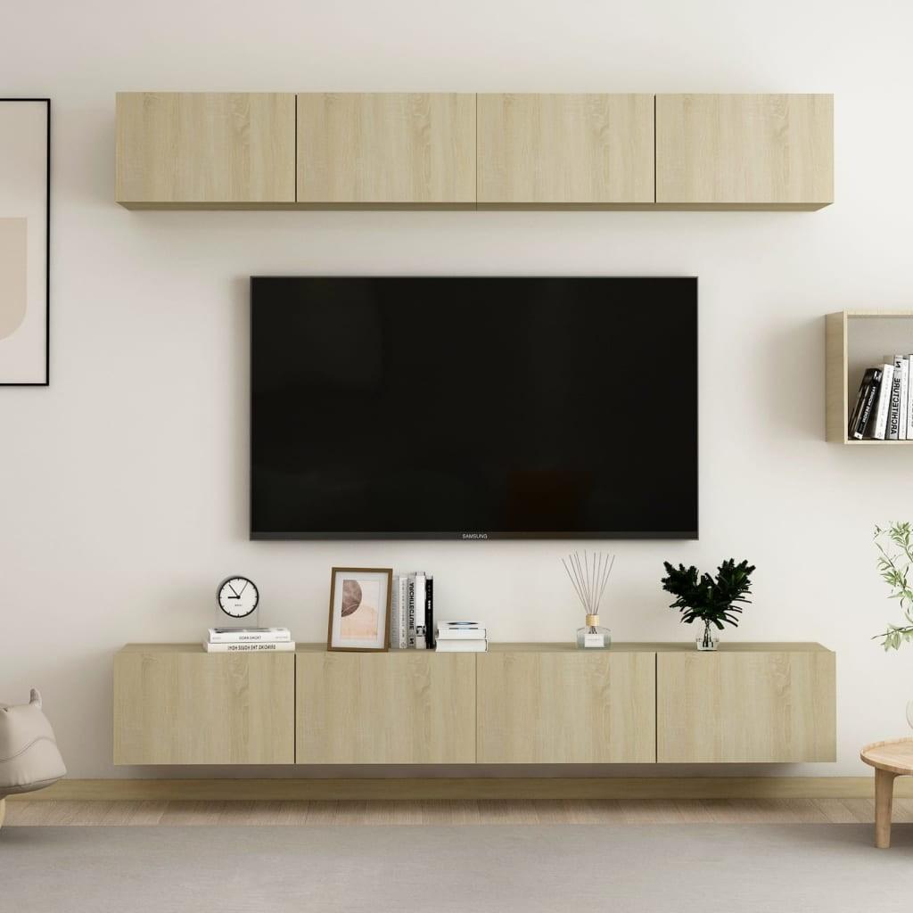 Tv-skabe 4 stk. 60x30x30 cm konstrueret træ sonoma-eg