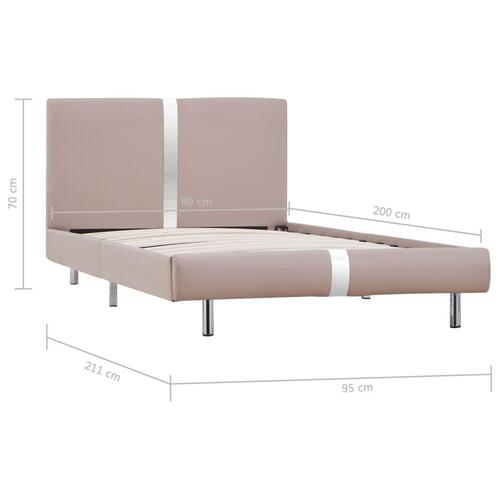 Sengestel 90 x 200 cm kunstlæder cappuccinofarvet