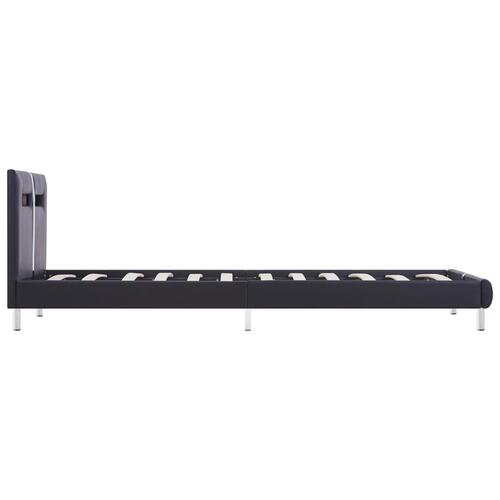 Sengestel med LED 90 x 200 cm sort kunstlæder