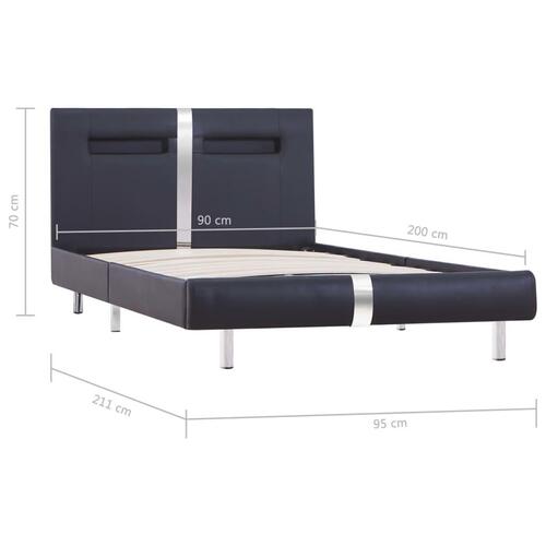 Sengestel med LED 90 x 200 cm sort kunstlæder