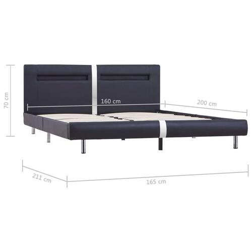 Sengestel med LED 160 x 200 cm sort kunstlæder