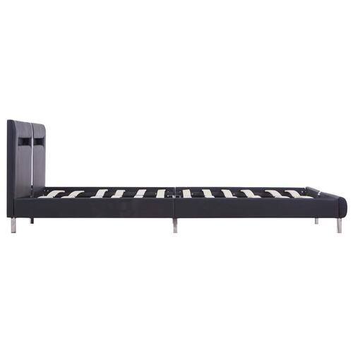 Sengestel med LED 180 x 200 cm sort kunstlæder