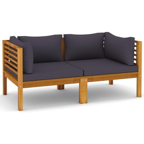 2-personers havesofa med hynde massivt akacietræ