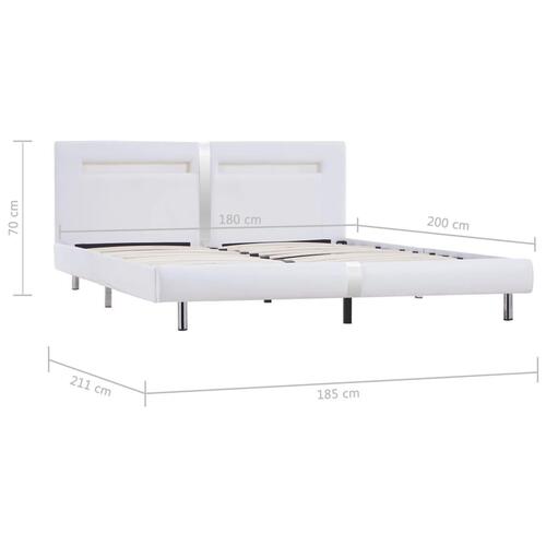 Sengestel med LED 160 x 200 cm hvid kunstlæder