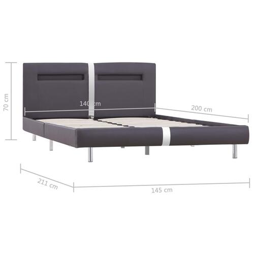 Sengestel med LED 140 x 200 cm grå kunstlæder