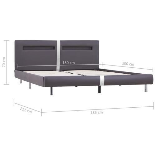 Sengestel LED 180 x 200 cm grå kunstlæder