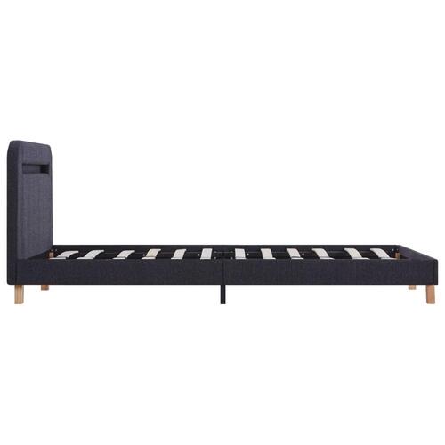 Sengestel med LED 120 x 200 cm stof mørkegrå