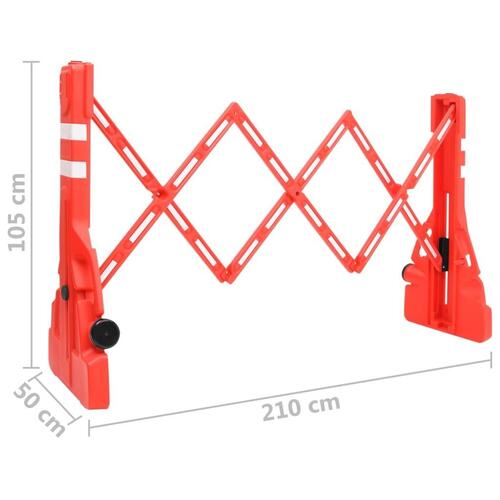 Foldbar vejafspærring 210x50x105 cm rød