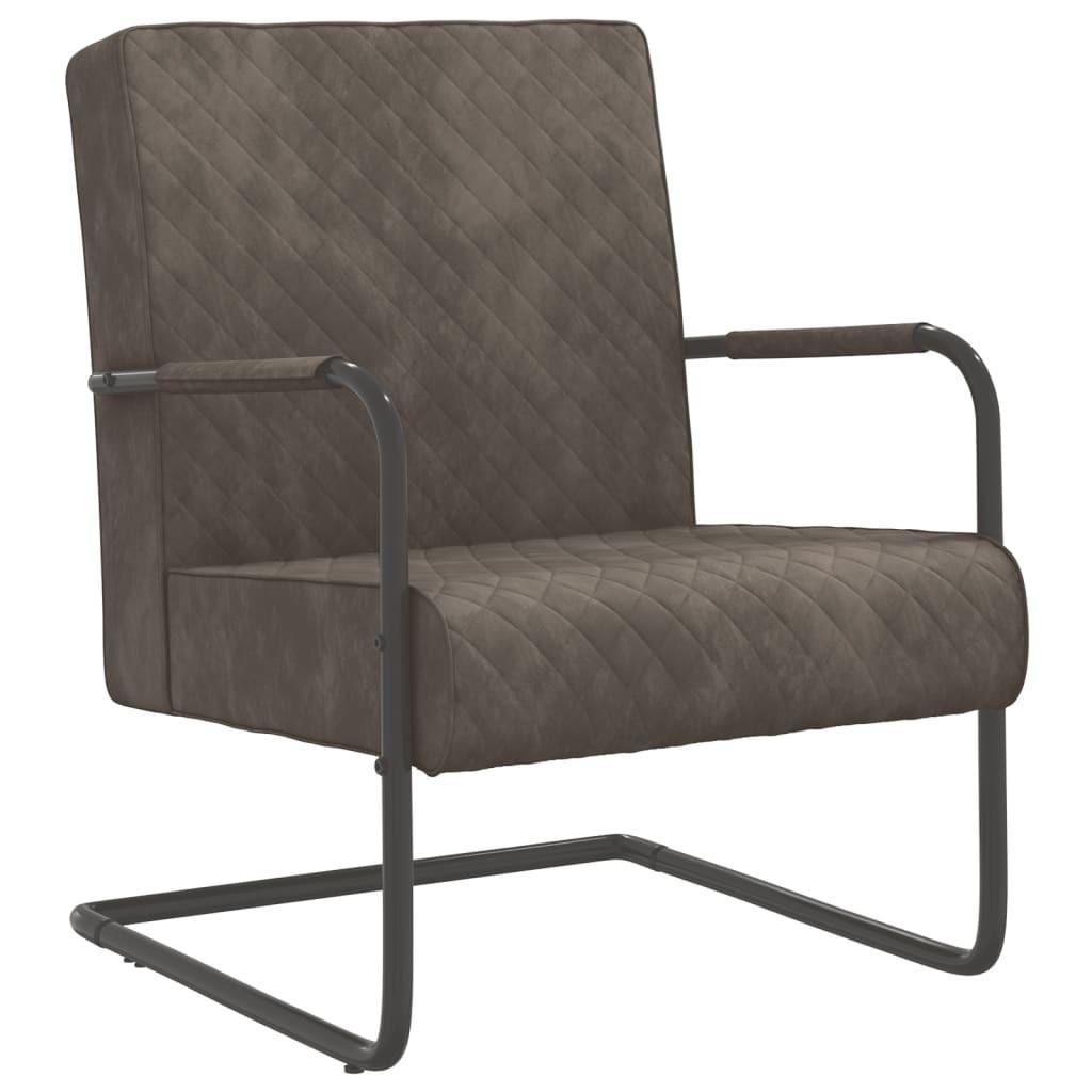 Stol med cantilever fløjl lysegrå