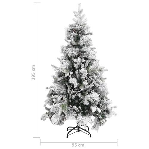 Juletræ med puddersne og grankogler 195 cm PVC & PE