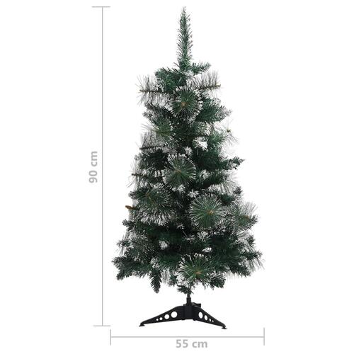 Kunstigt juletræ med juletræsfod 90 cm PVC grøn og hvid