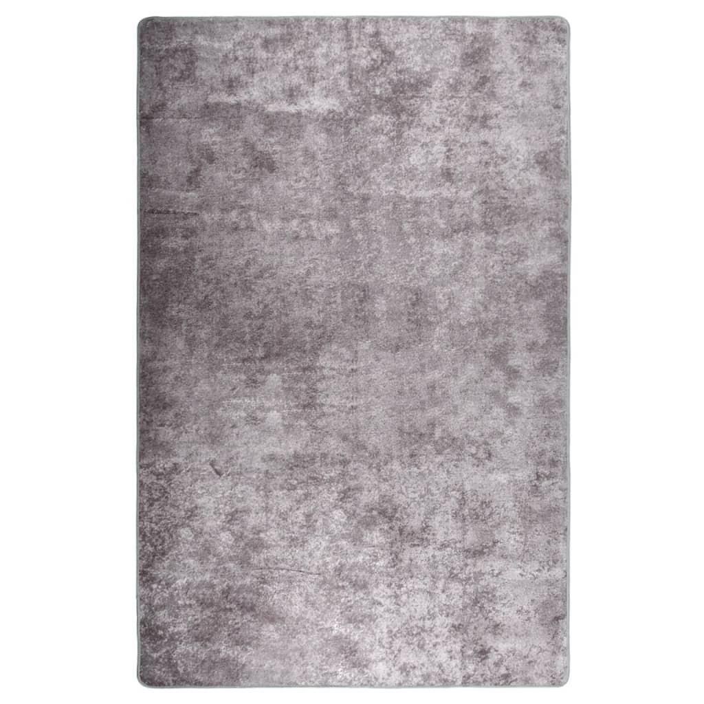Tæppe 80x150 cm skridsikkert og vaskbart grå