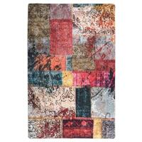 Gulvtæppe 80x150 cm skridsikkert og vaskbart patchworkdesign