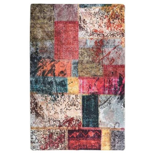 Gulvtæppe 80x150 cm skridsikkert og vaskbart patchworkdesign