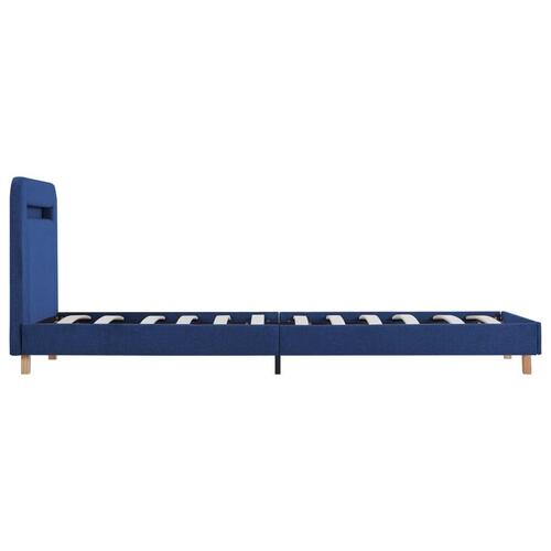 Sengestel med LED 90 x 200 cm stof blå