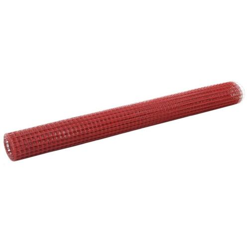 Hønsenet stål med PVC-belægning 25 x 1,5 m rød