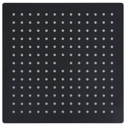 Brusehoved 30x30 cm rustfrit stål firkantet sort