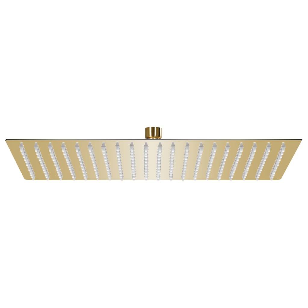 Regnbrusehoved 50x30 cm rektangulær rustfrit stål guldfarvet