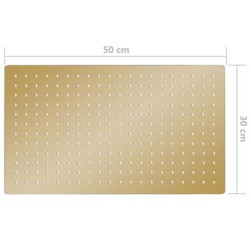 Regnbrusehoved 50x30 cm rektangulær rustfrit stål guldfarvet