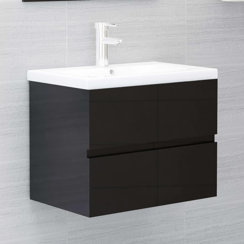 Vaskeskab 60x38,5x45 cm spånplade sort højglans