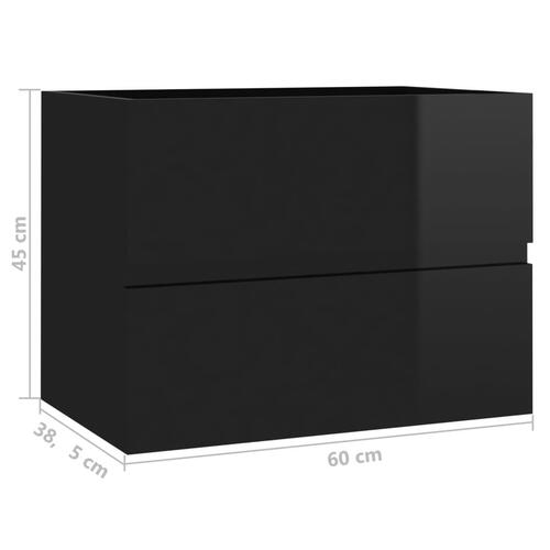 Vaskeskab 60x38,5x45 cm spånplade sort højglans