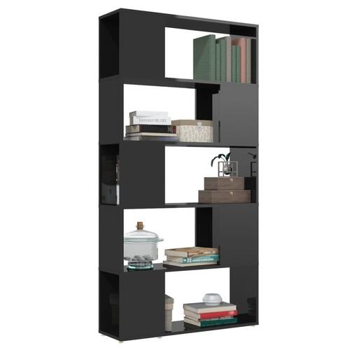 Bogreol/rumdeler 80x24x155 cm spånplade sort højglans