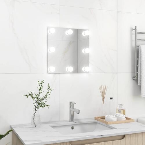Vægspejl med LED-lys firkantet glas