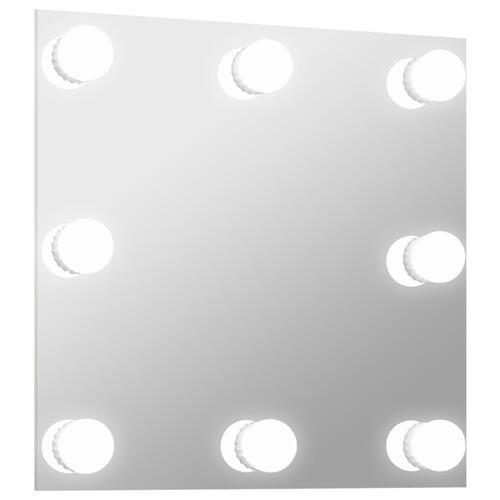 Vægspejl med LED-lys firkantet glas