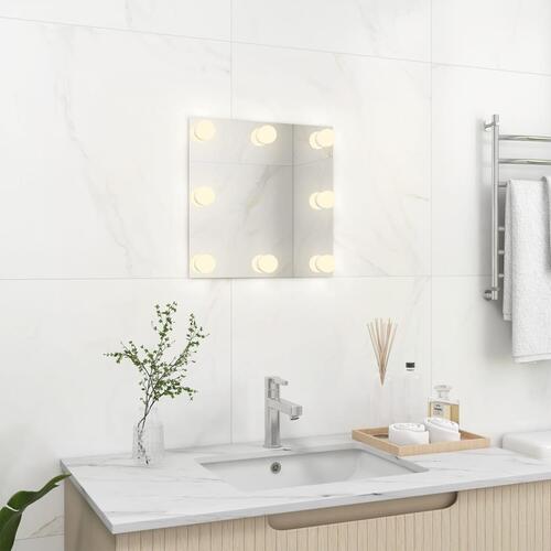 Vægspejl med LED-lys firkantet glas