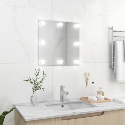 Vægspejl med LED-lys firkantet glas