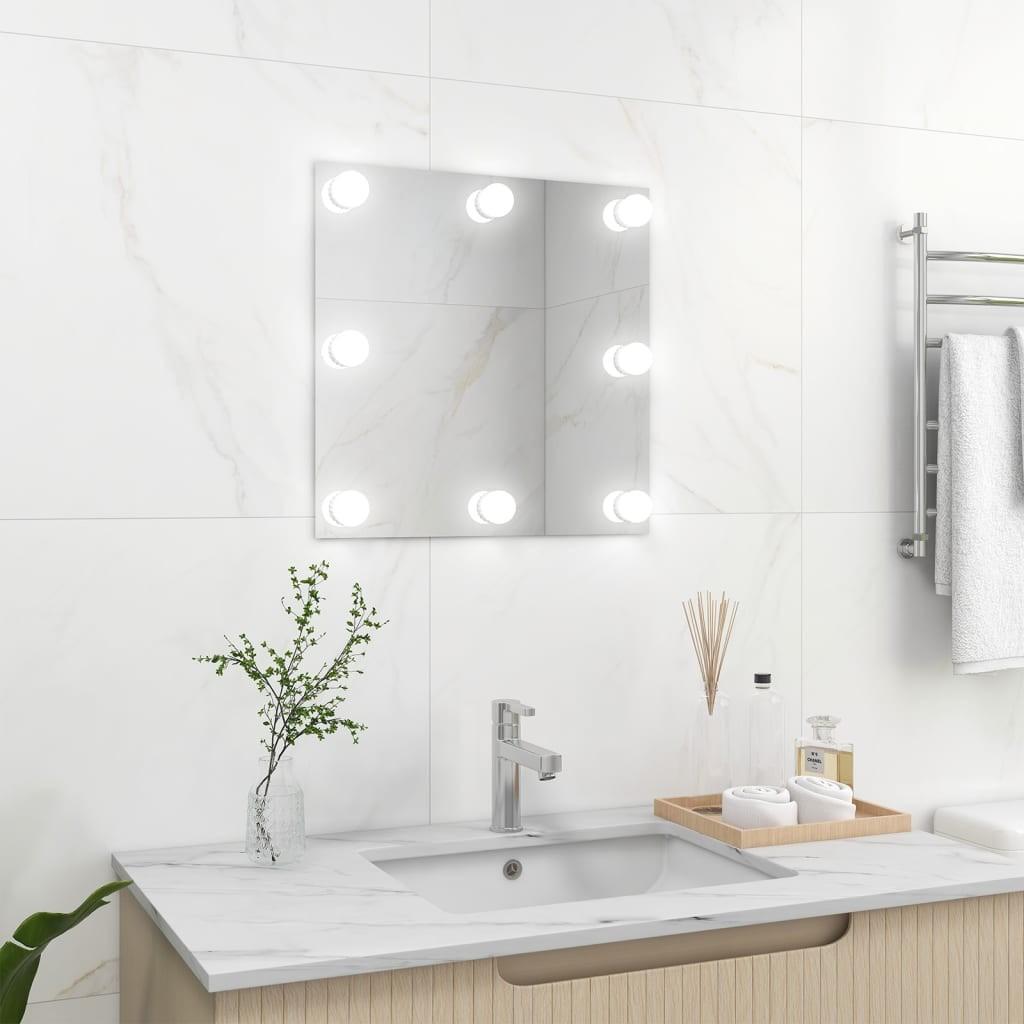 Vægspejl med LED-lys firkantet glas
